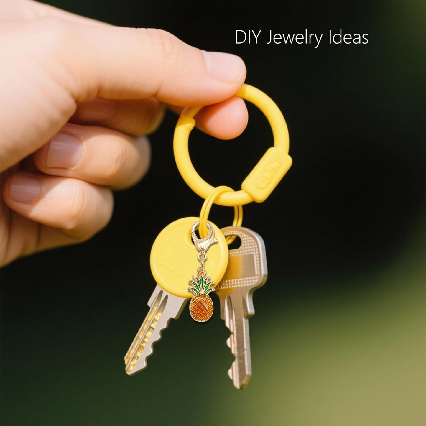 60PCS Enamel Charms Set with Golden Lobster Clasp, Assorted 30 Styles Animals Fruit Moon Star Clip-on Charm Pendants for Jewelry Making and Keychain Purse Decoration Crafts