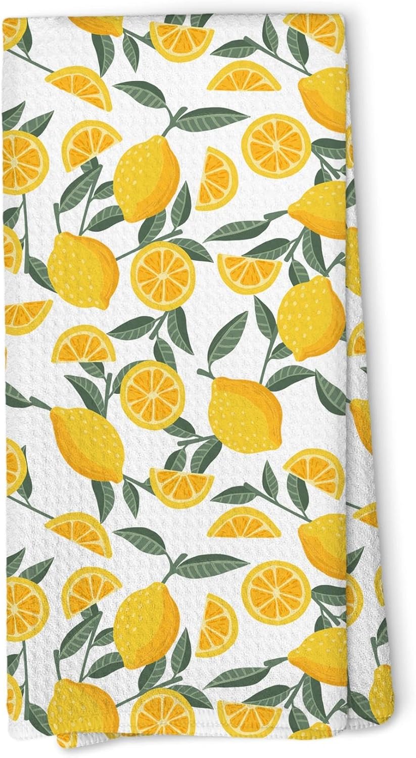 Summer Lemon Kitchen Towels, Lemon Gifts for Women Decor Dish Tea Towels Dishcloth for Kitchen, Summer Fruit Hand Towel for Bathroom, Fruit Lovers Gifts, 16x24 Inch