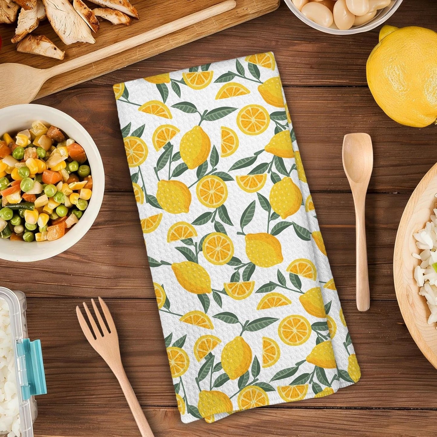 Summer Lemon Kitchen Towels, Lemon Gifts for Women Decor Dish Tea Towels Dishcloth for Kitchen, Summer Fruit Hand Towel for Bathroom, Fruit Lovers Gifts, 16x24 Inch