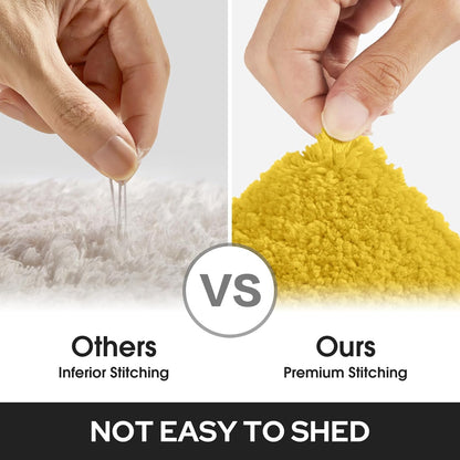 Bathroom Rugs Sets 2 Piece, Super Soft and Absorbent Non Slip Microfiber Machine Washable Bath Mat Set (20" x 32" + 16" x 24", Yellow)