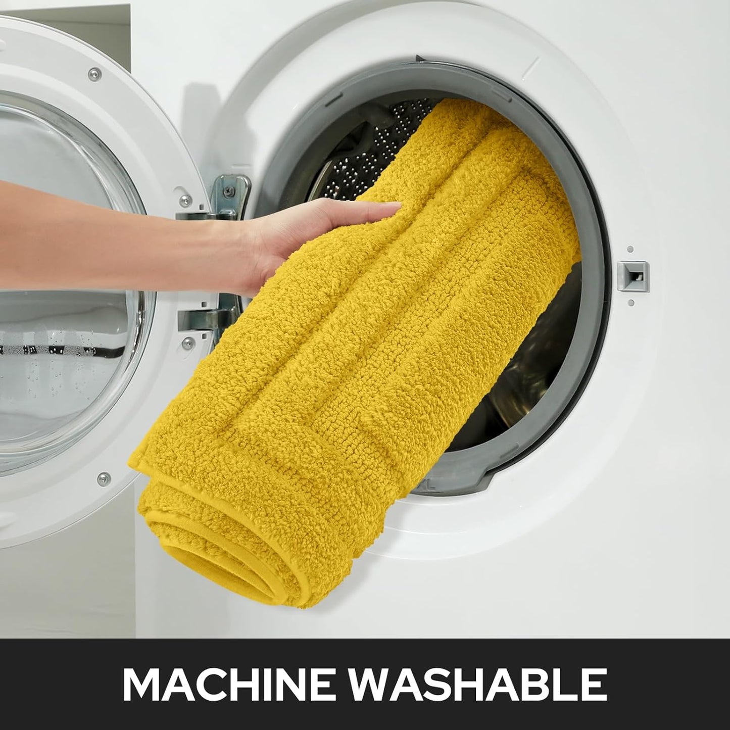 Bathroom Rugs Sets 2 Piece, Super Soft and Absorbent Non Slip Microfiber Machine Washable Bath Mat Set (20" x 32" + 16" x 24", Yellow)