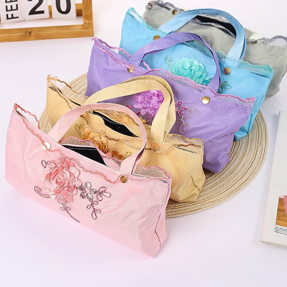 Vintage Lace Umbrella, UPF50+ Sun Umbrella, 3D Flower Chinese Embroidery Compact Folding Umbrella for Walking, Wedding, Tea Party,Photo Shooting