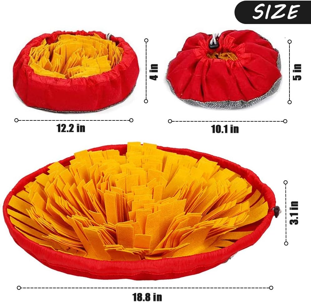 Pet Snuffle Mat for Dogs, Interactive Feed Game for Boredom, Encourages Natural Foraging Skills for Cats Dogs Bowl Travel Use, Dog Treat Dispenser Indoor Outdoor Stress Relief (Yellow)