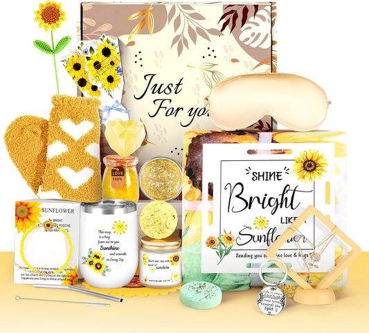 Self Care Gifts for Women, Sunflower Get Well Soon Gifts for Women Recovery After Surgery Care Package, Birthday Gifts Spa Gift Baskets Inspirational Gift Christmas Gift for Mom Sister Best Friends