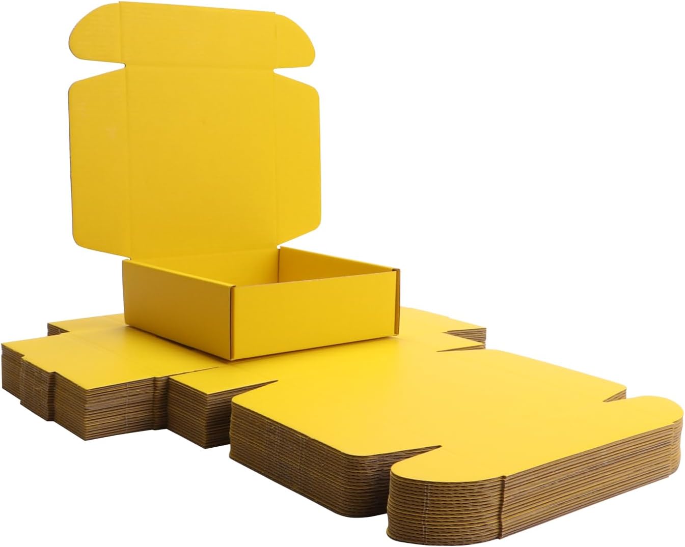 Small Yellow Shipping Packaging Boxs 20pcs Shipping Boxs L6xW6xH2 inch Suitable E-Commerce Packaging
