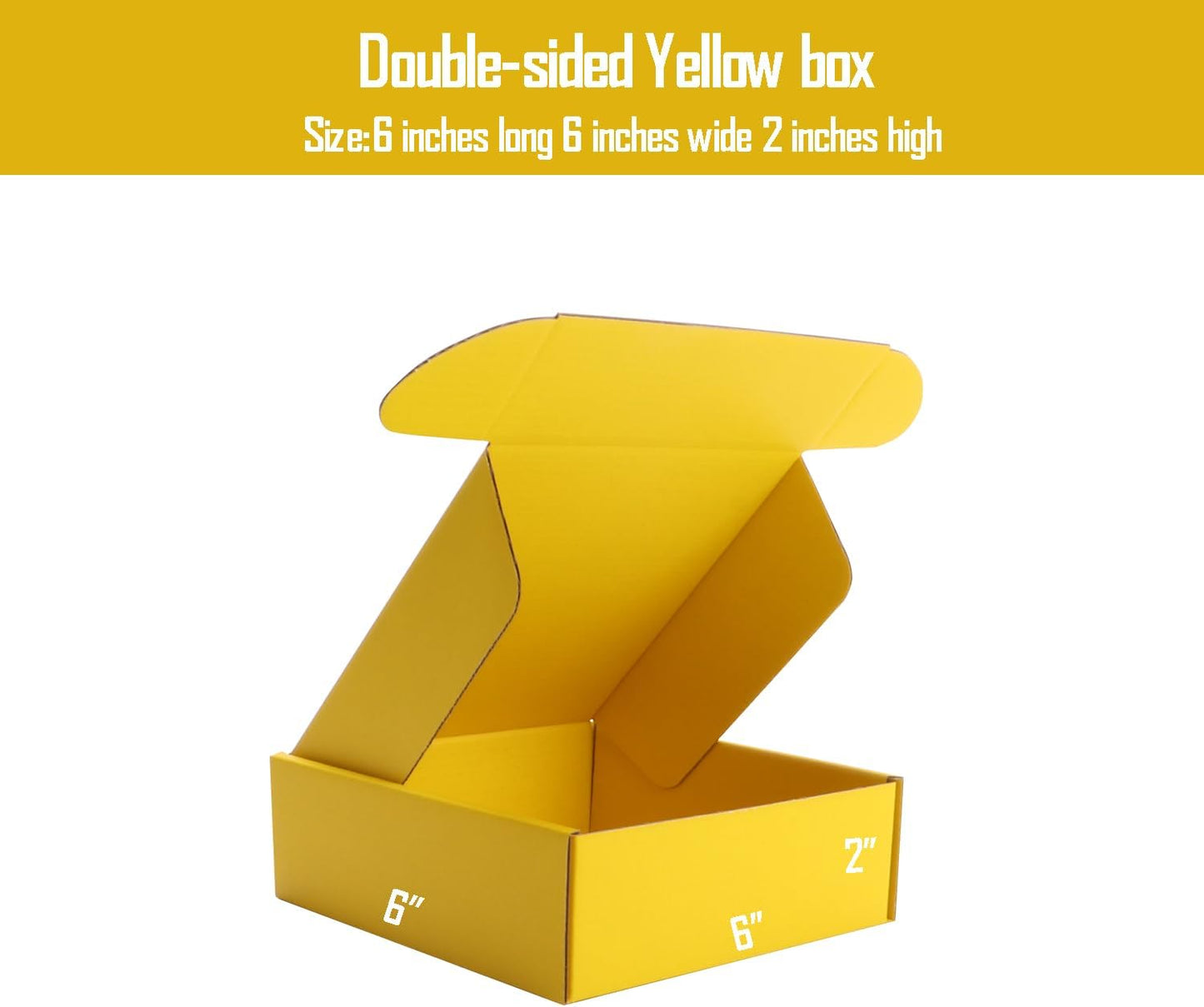 Small Yellow Shipping Packaging Boxs 20pcs Shipping Boxs L6xW6xH2 inch Suitable E-Commerce Packaging