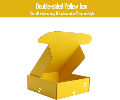 Small Yellow Shipping Packaging Boxs 20pcs Shipping Boxs L6xW6xH2 inch Suitable E-Commerce Packaging