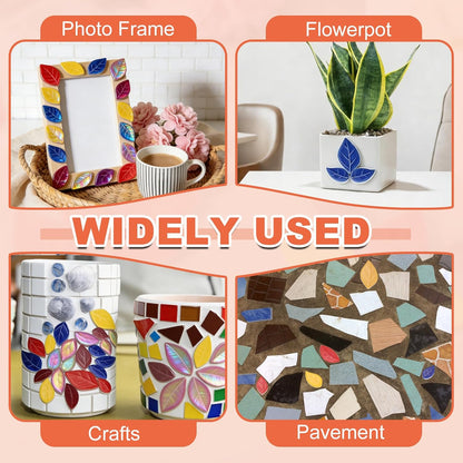 300g/0.66LB Leaves Ceramic Mosaic Tiles for Craft Bulk, Making Creative Multi Size Mosaic Ceramic Pieces Supplies for Home Art Crafts DIY Vase Decoration, Iridescent Yellow