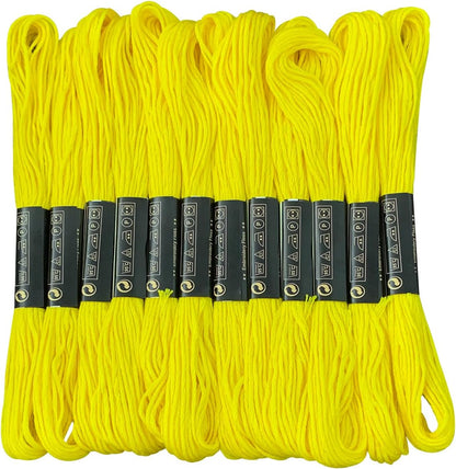 12 Skeins Embroidery Floss Yellow Color, Friendship Bracelet String Cross Stitch Embroidery Thread Floss Bracelet Making Yarn, Craft Floss（Yellow）