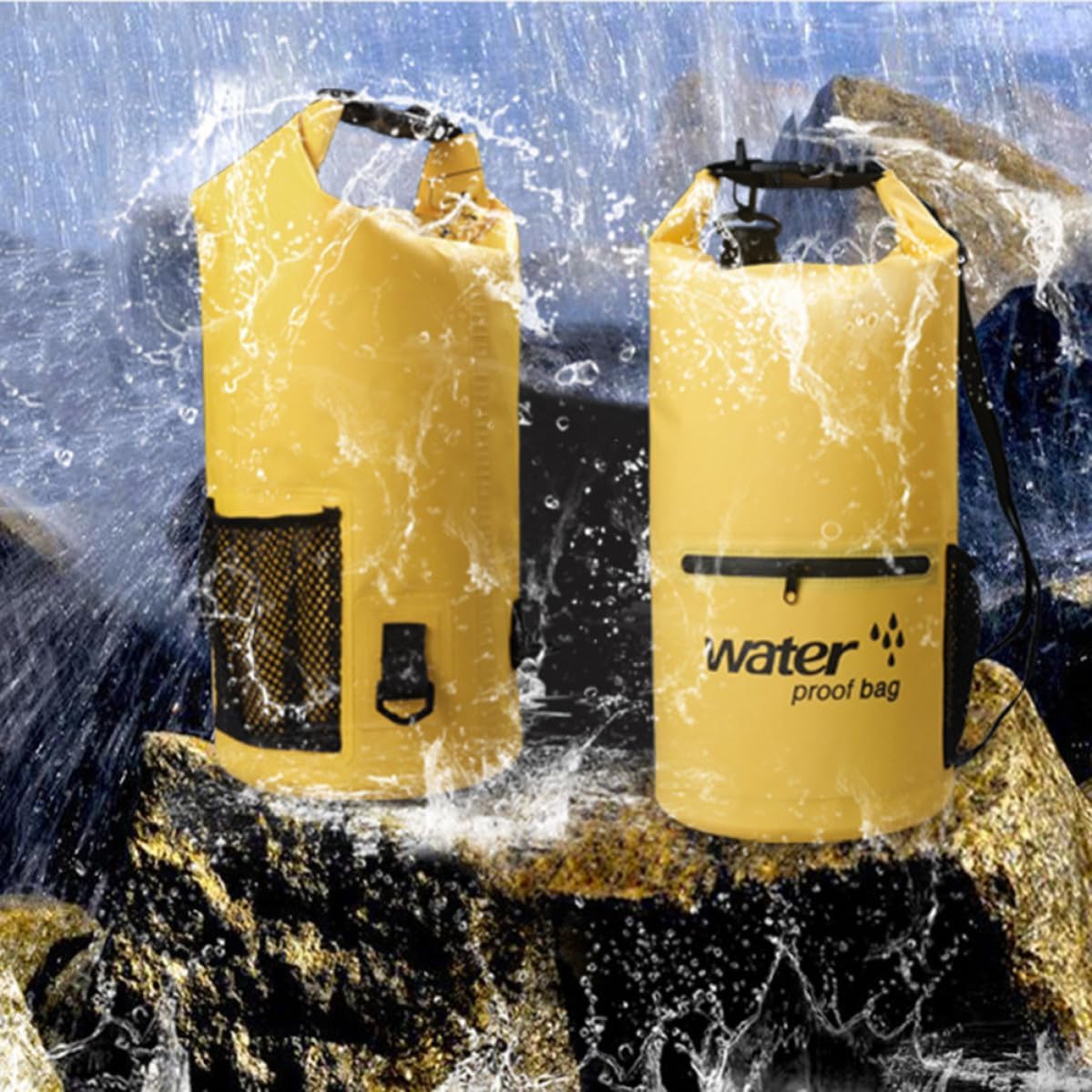 Inflatable Waterproof Dry Bag 10l Pvc Mesh Fabric Yellow | Floating Gear Pouch for Canoeing and Sailing, Lightweight Personal-item Holder, 500d Build for Boating Use