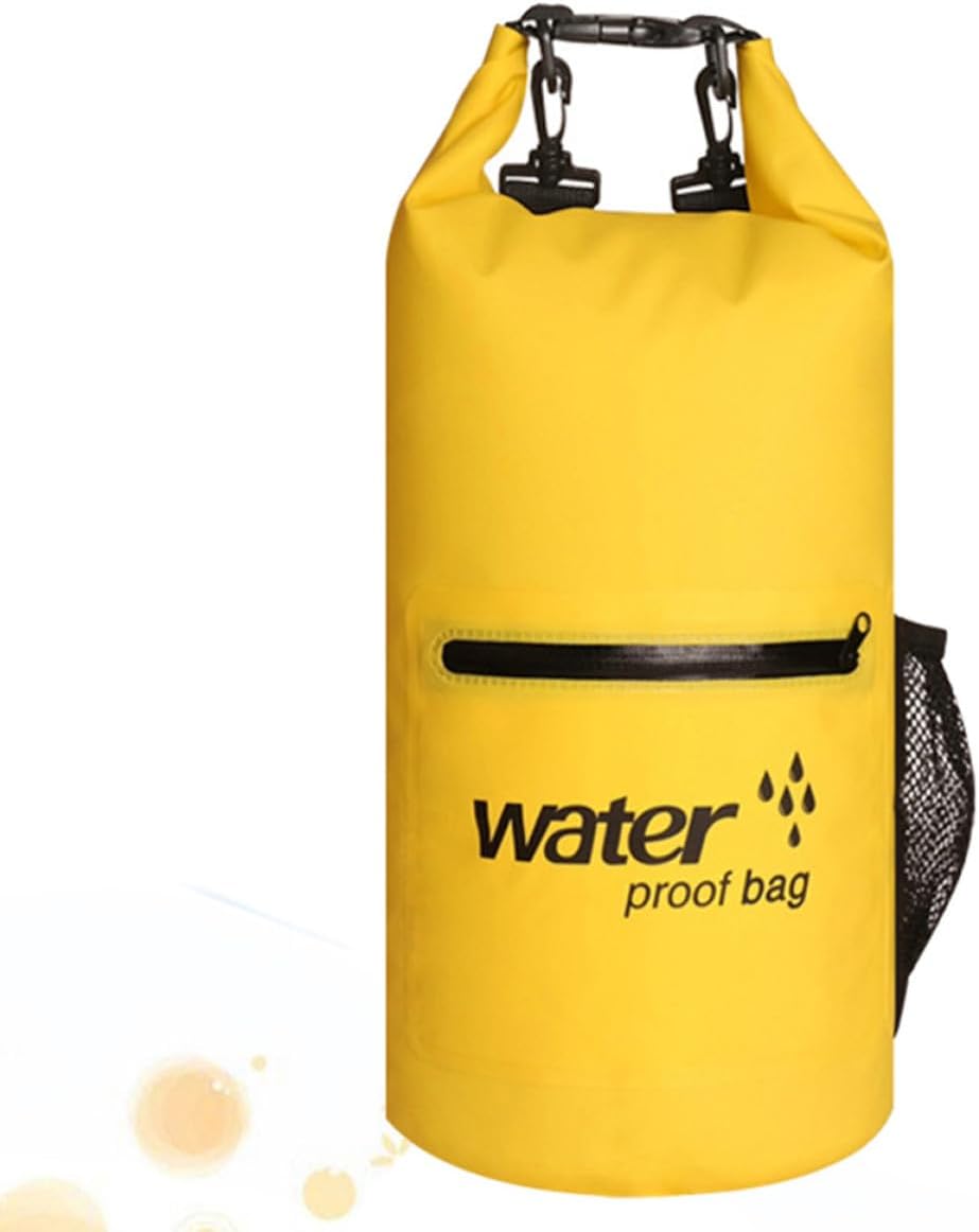 Inflatable Waterproof Dry Bag 10l Pvc Mesh Fabric Yellow | Floating Gear Pouch for Canoeing and Sailing, Lightweight Personal-item Holder, 500d Build for Boating Use