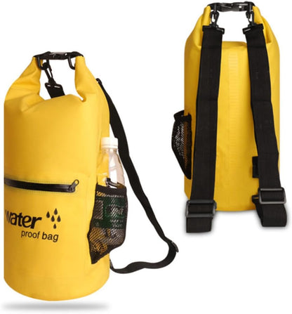 Inflatable Waterproof Dry Bag 10l Pvc Mesh Fabric Yellow | Floating Gear Pouch for Canoeing and Sailing, Lightweight Personal-item Holder, 500d Build for Boating Use