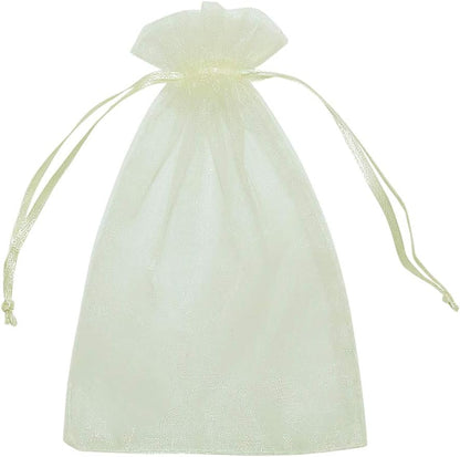 HRX Package Organza Bags 4x6 inch 100pcs, Mesh Jewelry Pouches Candy Drawstring Gift Bags Small Sachet for Christmas Wedding Giveaways (pastel yellow)