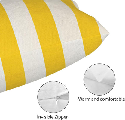 Lemon Yellow Stripes Standard Pillowcases Sets of 2, Ultra Soft Microfiber Plush Pillow Cases 16"X24" Comfort Decorative Throw Pillow Cover with Hidden Zipper for Bedroom, Sofa, Couch