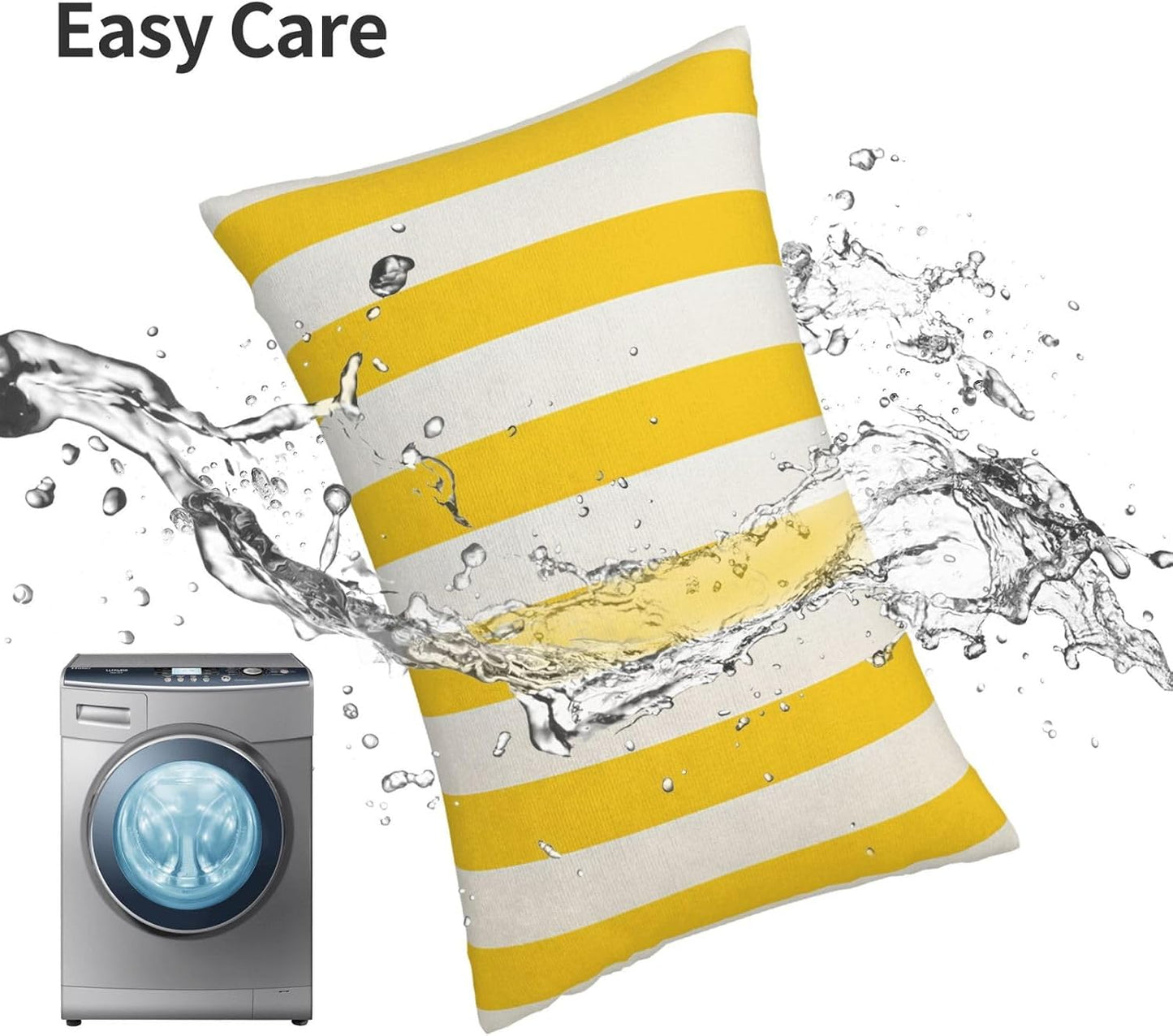 Lemon Yellow Stripes Standard Pillowcases Sets of 2, Ultra Soft Microfiber Plush Pillow Cases 16"X24" Comfort Decorative Throw Pillow Cover with Hidden Zipper for Bedroom, Sofa, Couch