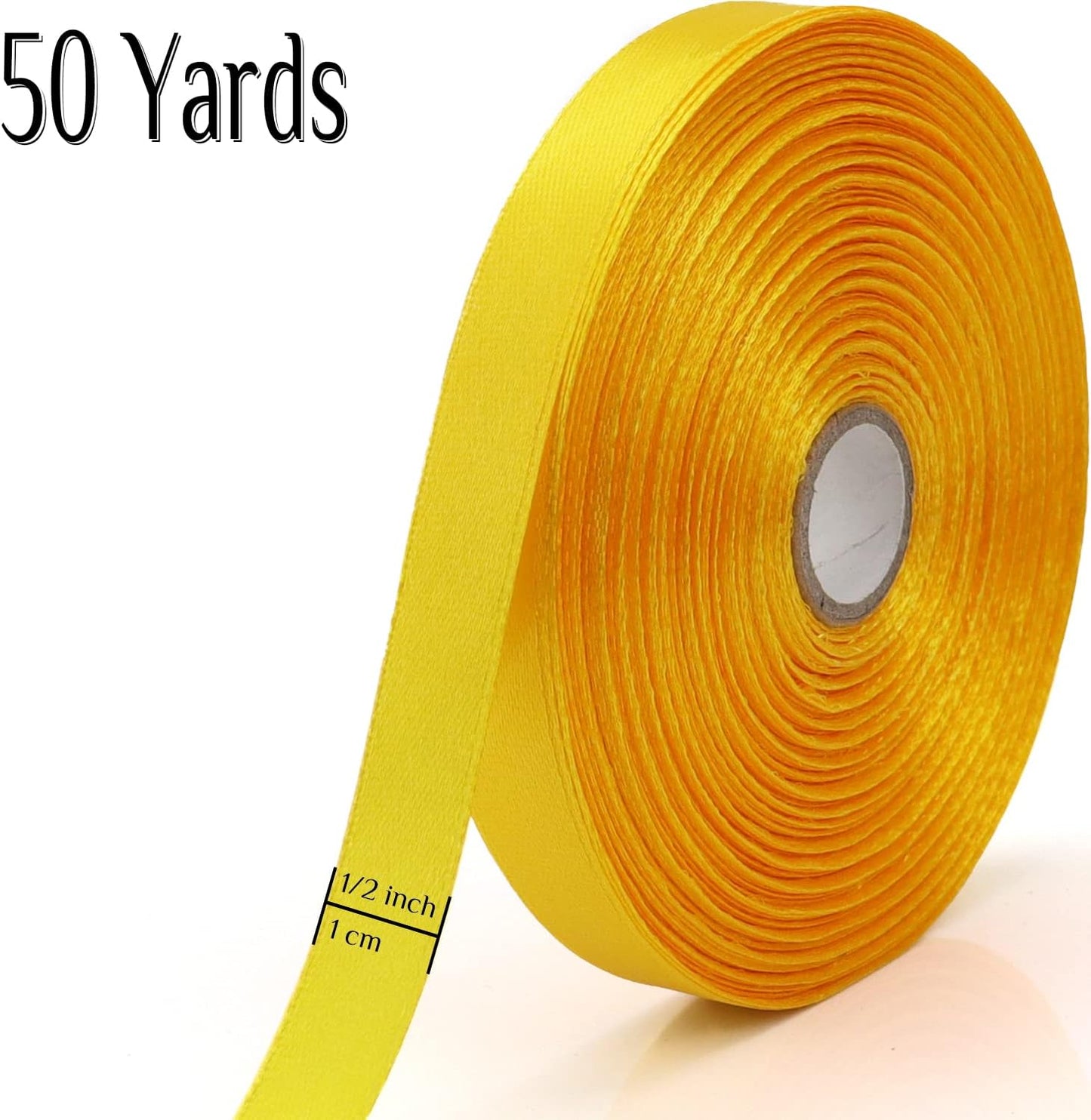 1/2 inch, Yellow Ribbon for Gift Wrapping 50 Yards Perfect Wedding Party Wreath Sewing DIY Hair Accessories Decoration Floral Hair Balloons Other Projects