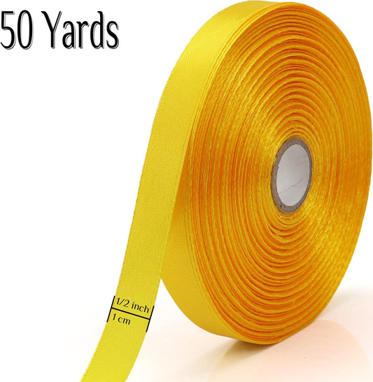 1/2 inch, Yellow Ribbon for Gift Wrapping 50 Yards Perfect Wedding Party Wreath Sewing DIY Hair Accessories Decoration Floral Hair Balloons Other Projects