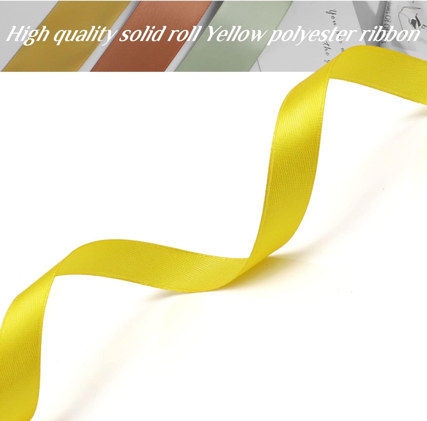 1/2 inch, Yellow Ribbon for Gift Wrapping 50 Yards Perfect Wedding Party Wreath Sewing DIY Hair Accessories Decoration Floral Hair Balloons Other Projects