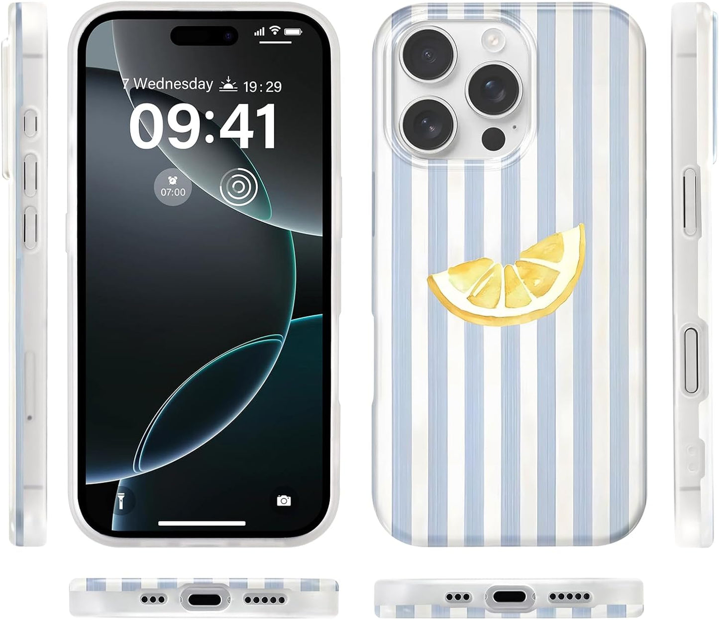 Cute Striped Case for iPhone 16 Pro Max 6.9", Aesthetic Lemons Stripe Pattern Summer Phone Cover, Printed Trendy Designs for Girly Women Men, Durable Thin Soft TPU Protection for 16 Pro Max