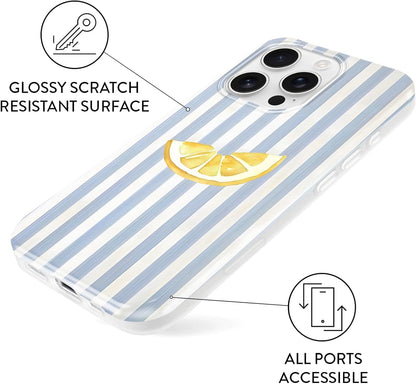 Cute Striped Case for iPhone 16 Pro Max 6.9", Aesthetic Lemons Stripe Pattern Summer Phone Cover, Printed Trendy Designs for Girly Women Men, Durable Thin Soft TPU Protection for 16 Pro Max