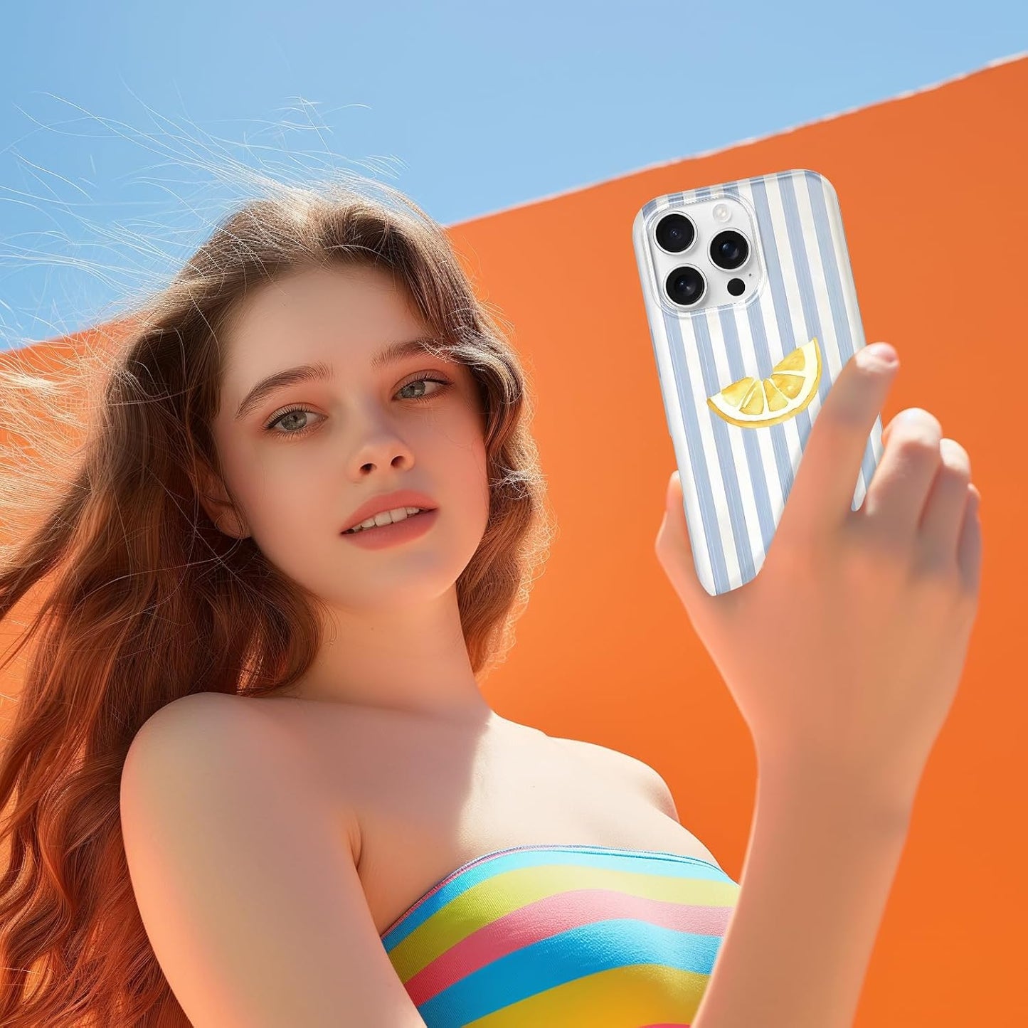 Cute Striped Case for iPhone 16 Pro Max 6.9", Aesthetic Lemons Stripe Pattern Summer Phone Cover, Printed Trendy Designs for Girly Women Men, Durable Thin Soft TPU Protection for 16 Pro Max