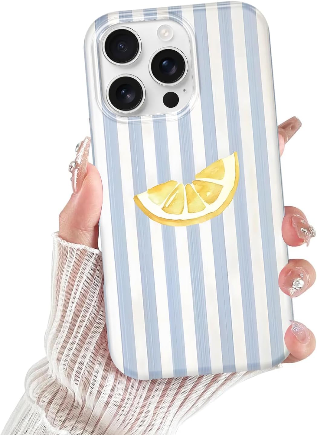 Cute Striped Case for iPhone 16 Pro Max 6.9", Aesthetic Lemons Stripe Pattern Summer Phone Cover, Printed Trendy Designs for Girly Women Men, Durable Thin Soft TPU Protection for 16 Pro Max