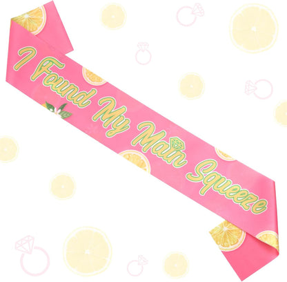 I Found My Main Squeeze Sash, Lemon Bridal Shower Decoration Yellow and Pink Lemon Bachelorette Sash for Women Bachelorette Bridal Shower Engagement Wedding Party