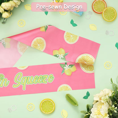 I Found My Main Squeeze Sash, Lemon Bridal Shower Decoration Yellow and Pink Lemon Bachelorette Sash for Women Bachelorette Bridal Shower Engagement Wedding Party