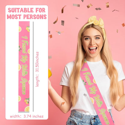 I Found My Main Squeeze Sash, Lemon Bridal Shower Decoration Yellow and Pink Lemon Bachelorette Sash for Women Bachelorette Bridal Shower Engagement Wedding Party