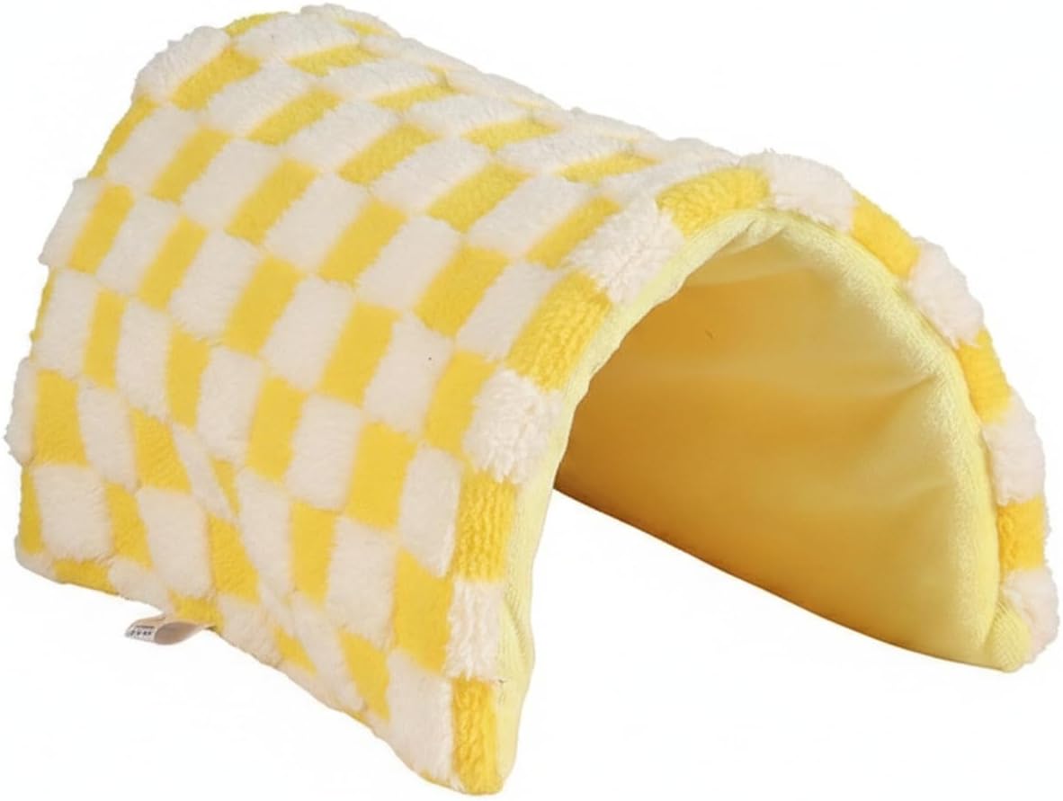 Collapsible Polyester Pet Bed for Small Pets, Soft Foldable Cave for Cages, Yellow
