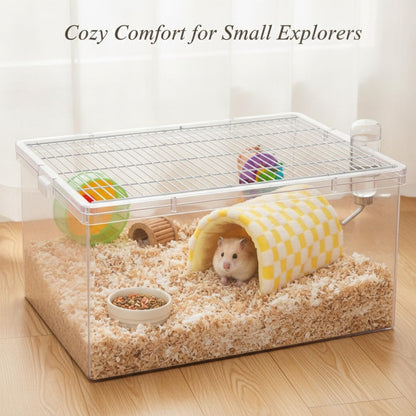 Collapsible Polyester Pet Bed for Small Pets, Soft Foldable Cave for Cages, Yellow