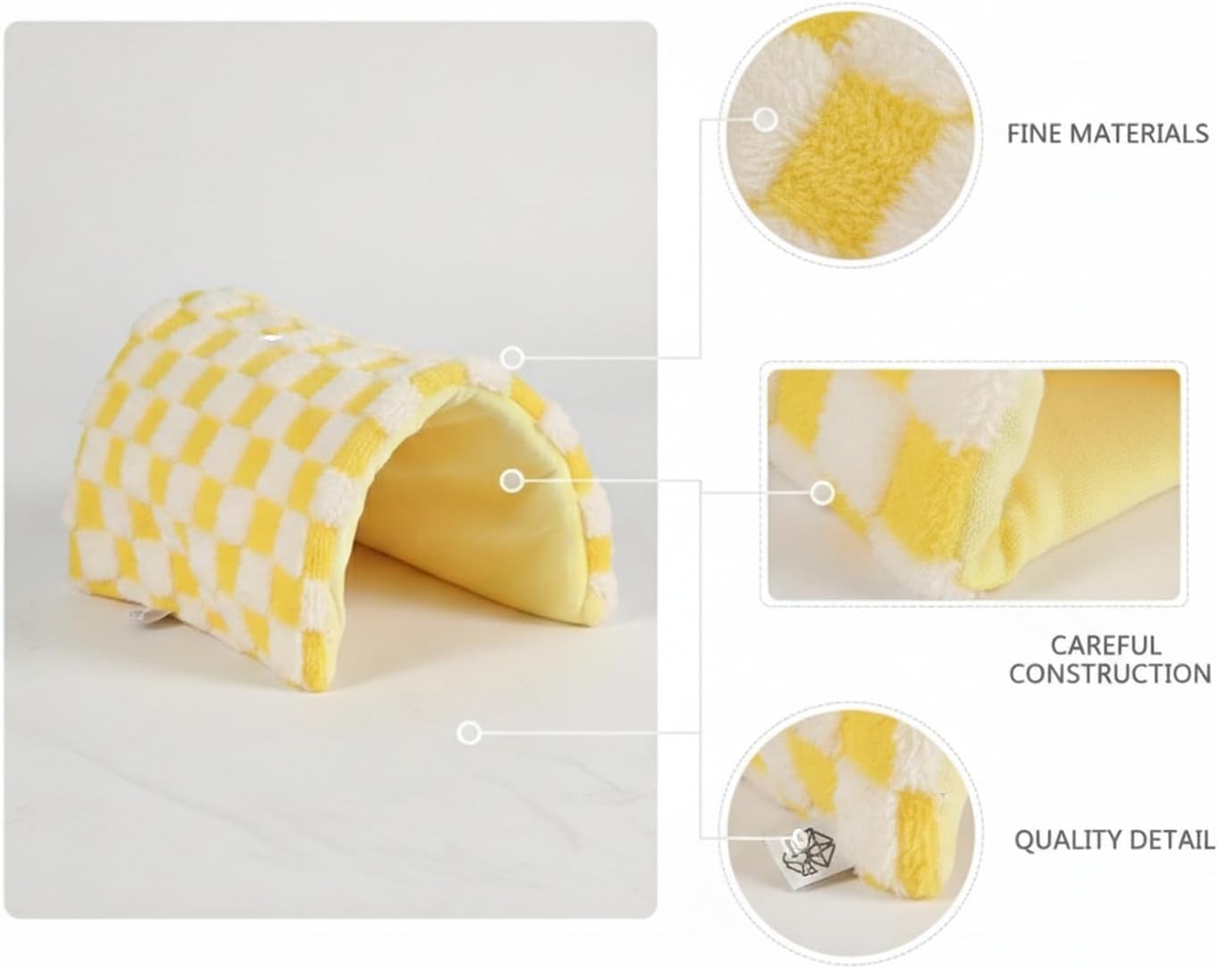 Collapsible Polyester Pet Bed for Small Pets, Soft Foldable Cave for Cages, Yellow