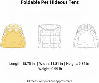 Collapsible Polyester Pet Bed for Small Pets, Soft Foldable Cave for Cages, Yellow