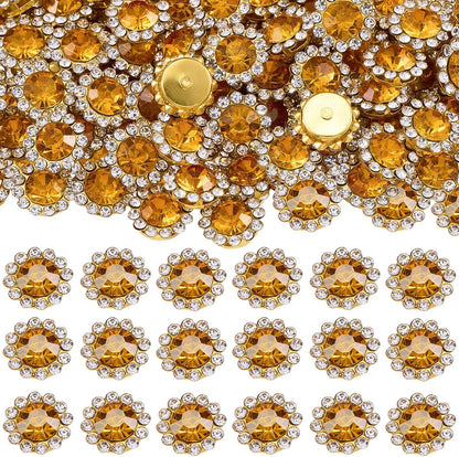 160 Pcs 12MM Sew on Rhinestones Crystals Glass Metal Base Sewing Flower Claw Rhinestones for Clothes Shoes Earring Belt Crafts Sewing Accessories(Golden Yellow)