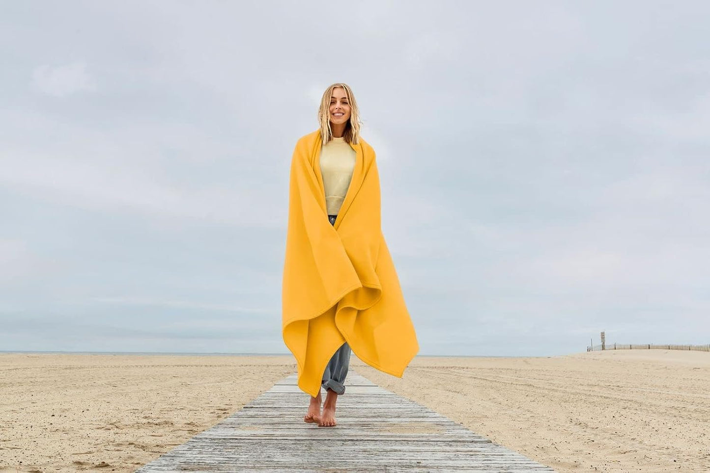 Lightweight Sweatshirt Blanket Throw – Warm & Cozy, Breathable Oversized Fleece Knit, Couch, Bed, Travel, Cold Nights, and Outdoors – Soft Light Weight Blanket 54" x 84" Soft Yellow