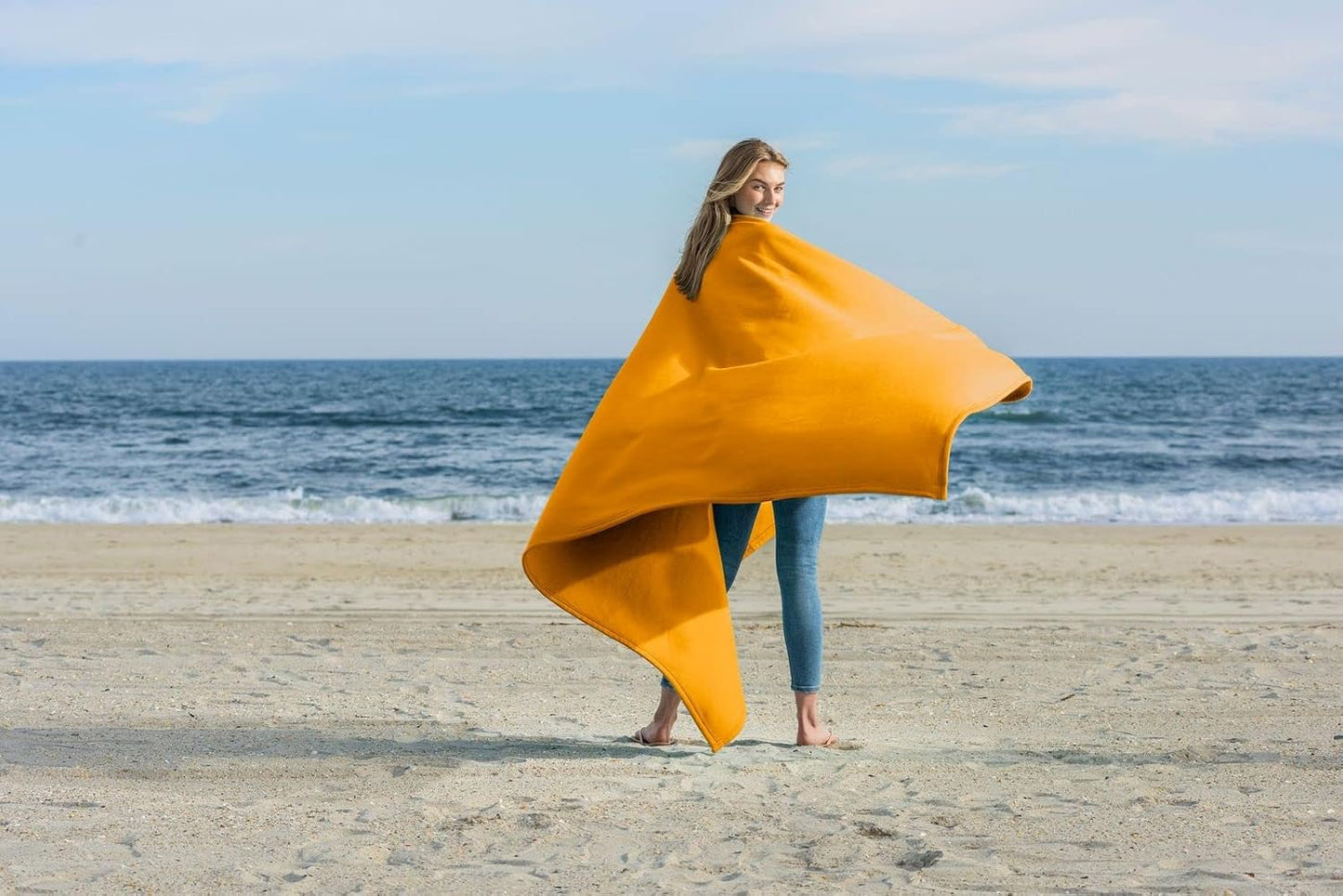 Lightweight Sweatshirt Blanket Throw – Warm & Cozy, Breathable Oversized Fleece Knit, Couch, Bed, Travel, Cold Nights, and Outdoors – Soft Light Weight Blanket 54" x 84" Soft Yellow