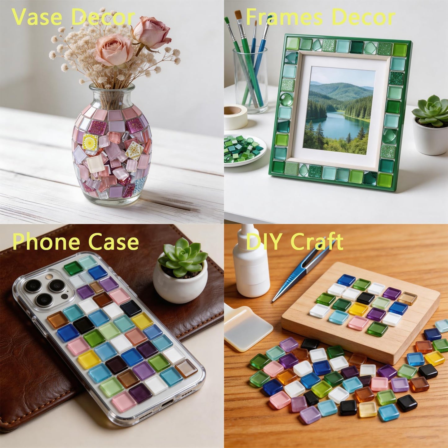 Mosaic Tiles, Bulk Glass Mosaic Pieces, Irregular Sparkling Tiles, Mosaic Kits for Glass Mosaic Tiles for Crafts DIY Art,Frames,Vases Filler,Aquarium Decor, 200g/7oz (Red&Yellow&Orange)