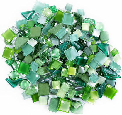 Mosaic Tiles, Bulk Glass Mosaic Pieces, Irregular Sparkling Tiles, Mosaic Kits for Glass Mosaic Tiles for Crafts DIY Art,Frames,Vases Filler,Aquarium Decor, 200g/7oz (Red&Yellow&Orange)