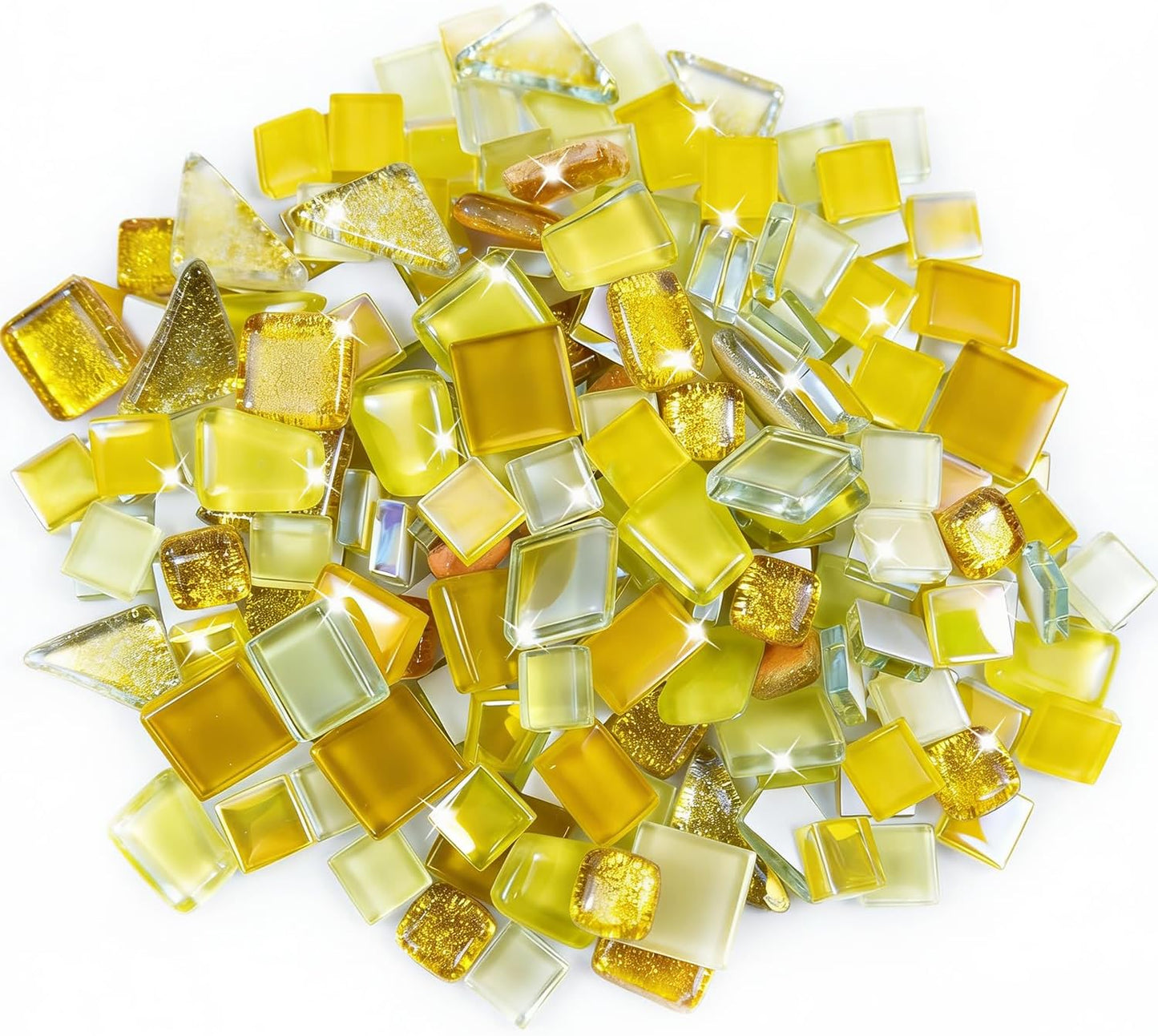 Mosaic Tiles, Bulk Glass Mosaic Pieces, Irregular Sparkling Tiles, Mosaic Kits for Glass Mosaic Tiles for Crafts DIY Art,Frames,Vases Filler,Aquarium Decor, 200g/7oz (Red&Yellow&Orange)