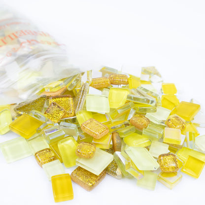 Mosaic Tiles, Bulk Glass Mosaic Pieces, Irregular Sparkling Tiles, Mosaic Kits for Glass Mosaic Tiles for Crafts DIY Art,Frames,Vases Filler,Aquarium Decor, 200g/7oz (Red&Yellow&Orange)