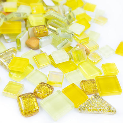 Mosaic Tiles, Bulk Glass Mosaic Pieces, Irregular Sparkling Tiles, Mosaic Kits for Glass Mosaic Tiles for Crafts DIY Art,Frames,Vases Filler,Aquarium Decor, 200g/7oz (Red&Yellow&Orange)