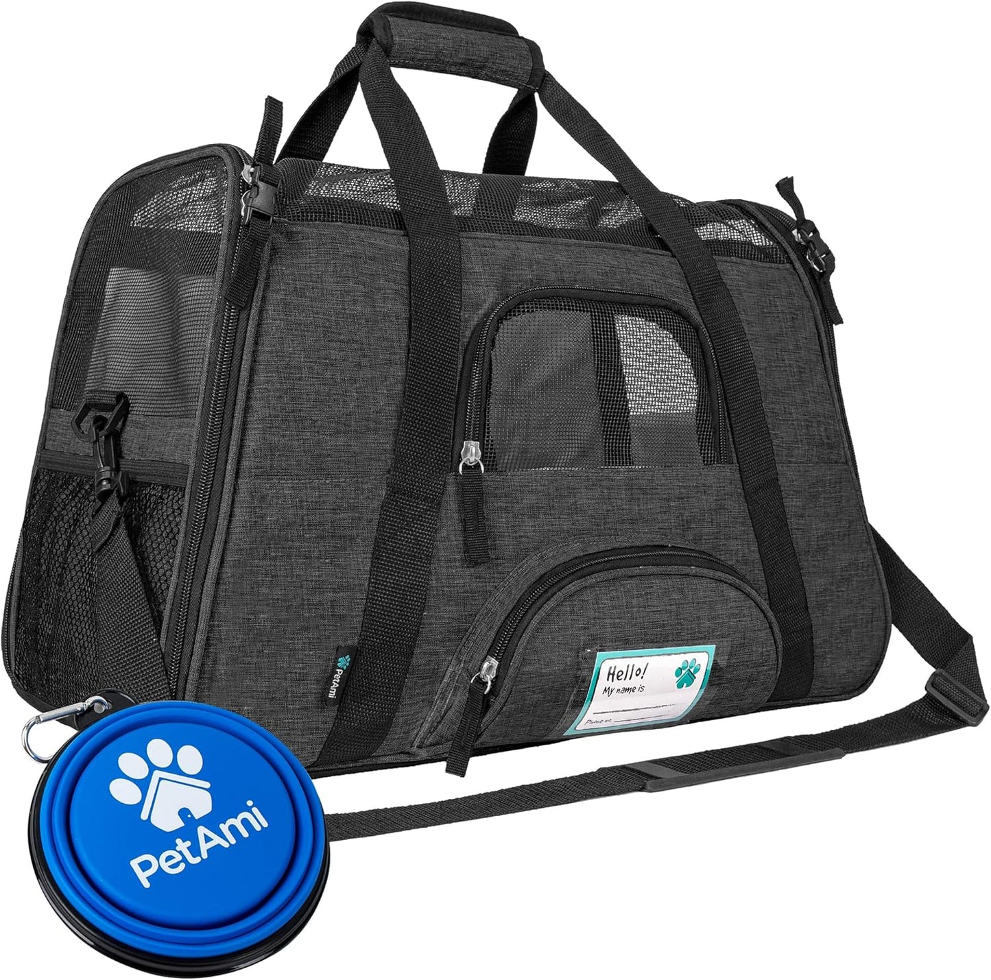 Airline Approved Pet Carrier for Cats & Small Dogs, Soft Sided TSA Travel Carrier Bag with Sherpa Bed, Breathable Mesh Ventilation, Collapsible Bowl, Up to 18 lbs, Small Heather Taupe