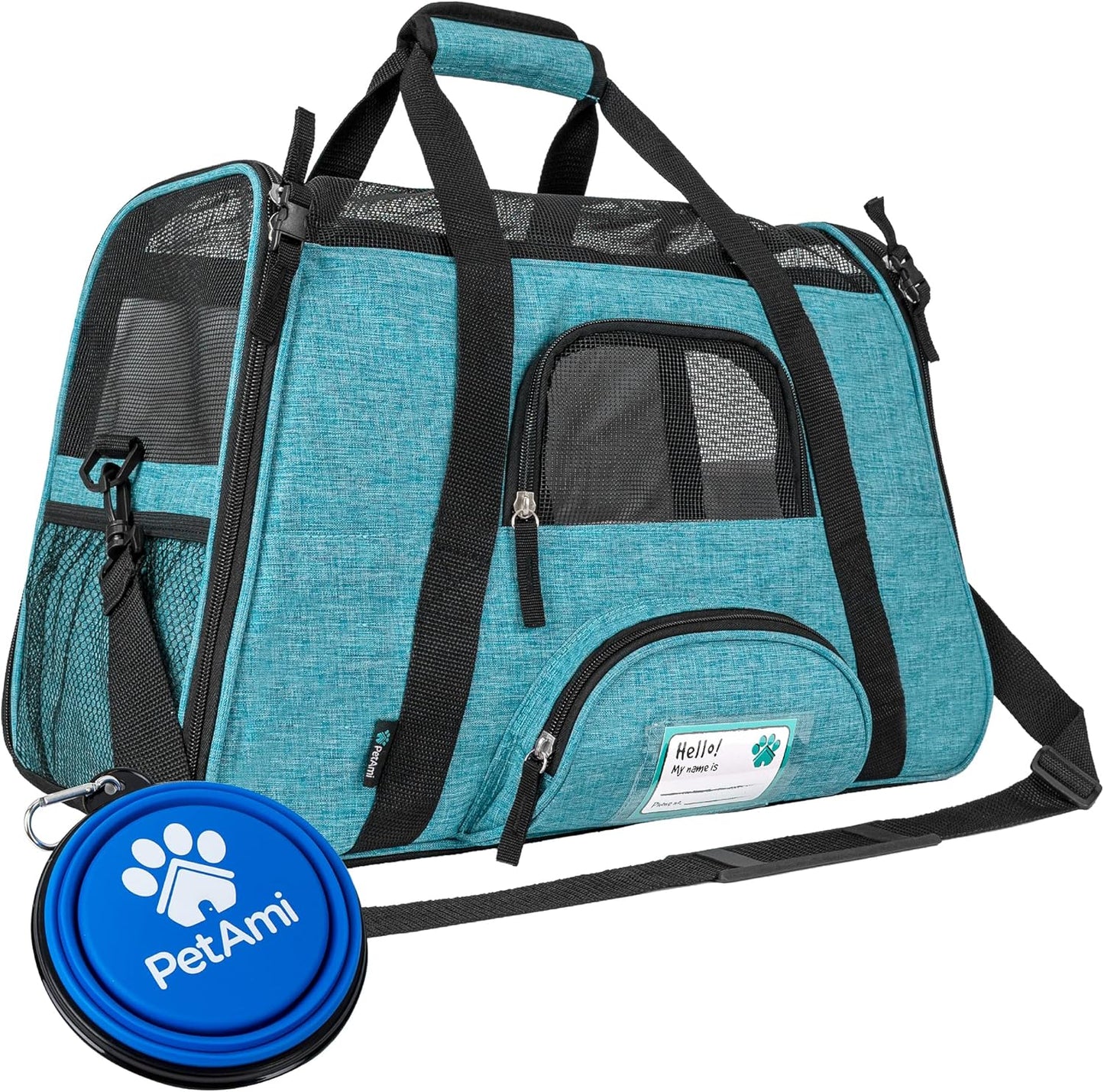 Airline Approved Pet Carrier for Cats & Small Dogs, Soft Sided TSA Travel Carrier Bag with Sherpa Bed, Breathable Mesh Ventilation, Collapsible Bowl, Up to 18 lbs, Small Heather Taupe
