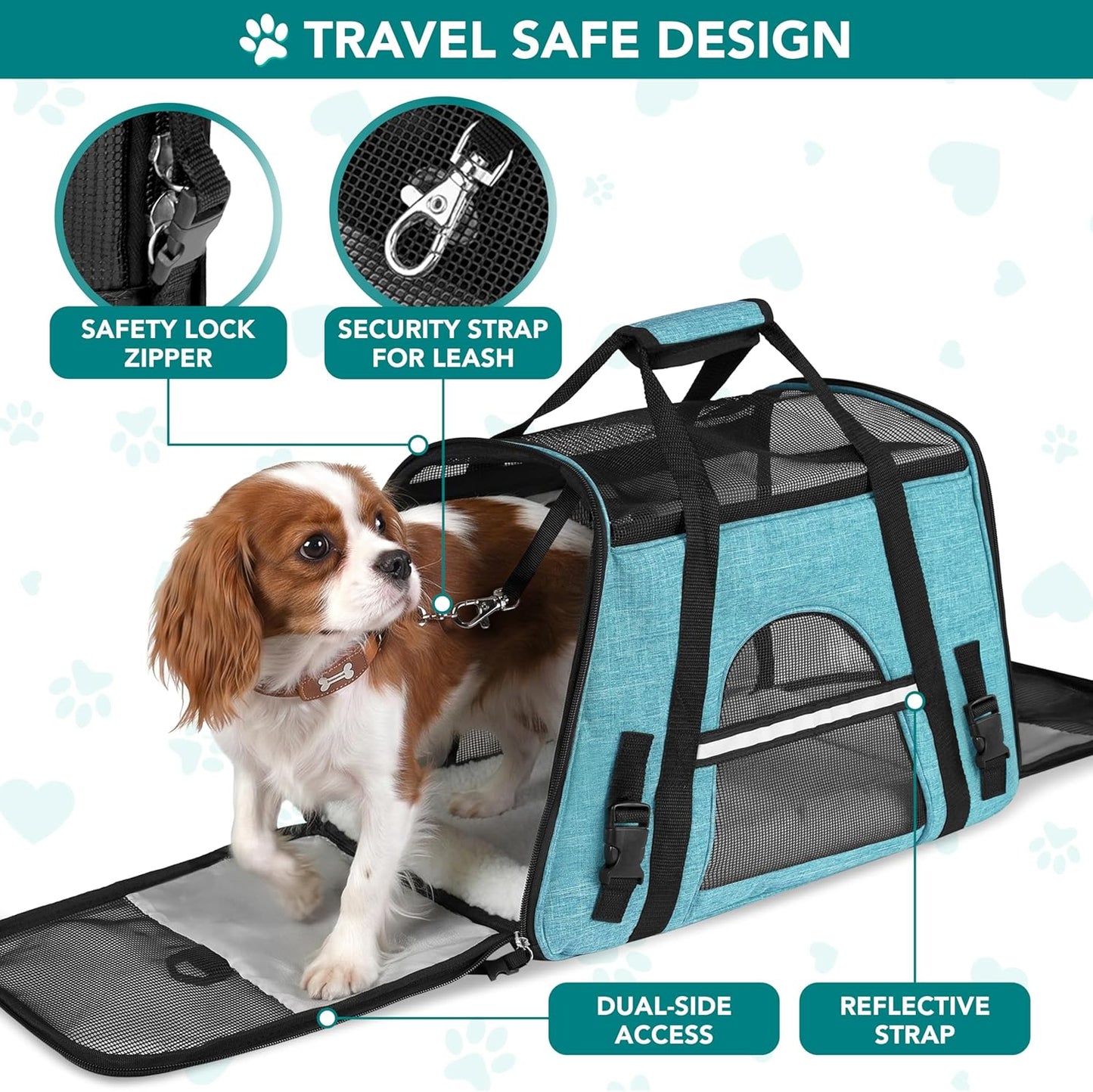 Airline Approved Pet Carrier for Cats & Small Dogs, Soft Sided TSA Travel Carrier Bag with Sherpa Bed, Breathable Mesh Ventilation, Collapsible Bowl, Up to 18 lbs, Small Heather Taupe