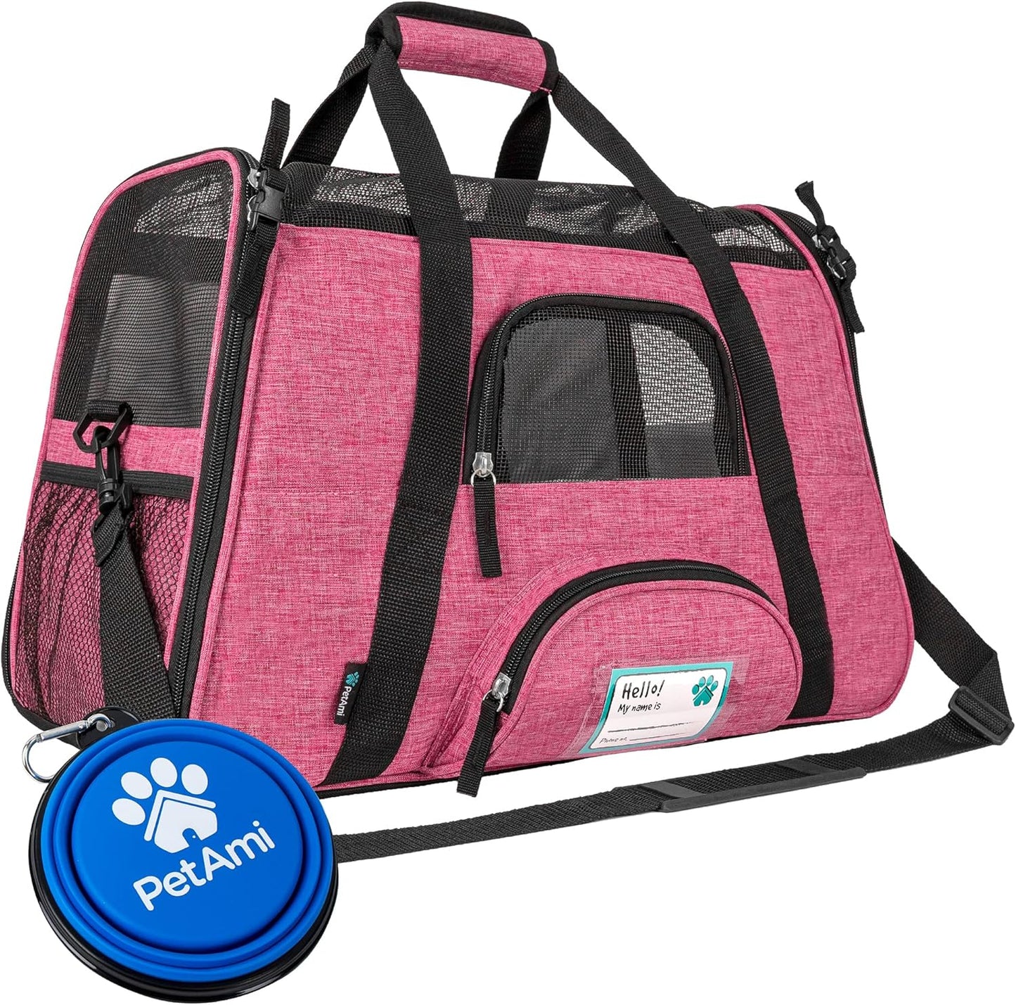 Airline Approved Pet Carrier for Cats & Small Dogs, Soft Sided TSA Travel Carrier Bag with Sherpa Bed, Breathable Mesh Ventilation, Collapsible Bowl, Up to 18 lbs, Small Heather Taupe