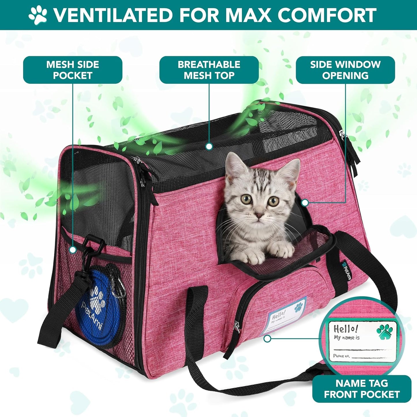 Airline Approved Pet Carrier for Cats & Small Dogs, Soft Sided TSA Travel Carrier Bag with Sherpa Bed, Breathable Mesh Ventilation, Collapsible Bowl, Up to 18 lbs, Small Heather Taupe