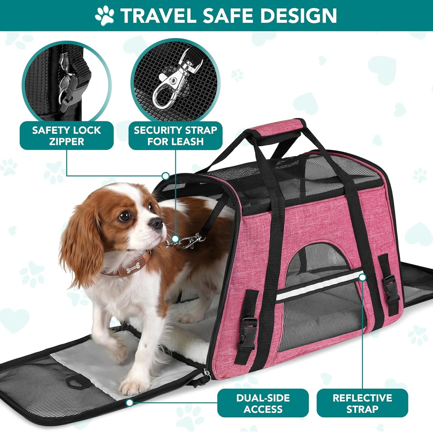 Airline Approved Pet Carrier for Cats & Small Dogs, Soft Sided TSA Travel Carrier Bag with Sherpa Bed, Breathable Mesh Ventilation, Collapsible Bowl, Up to 18 lbs, Small Heather Taupe