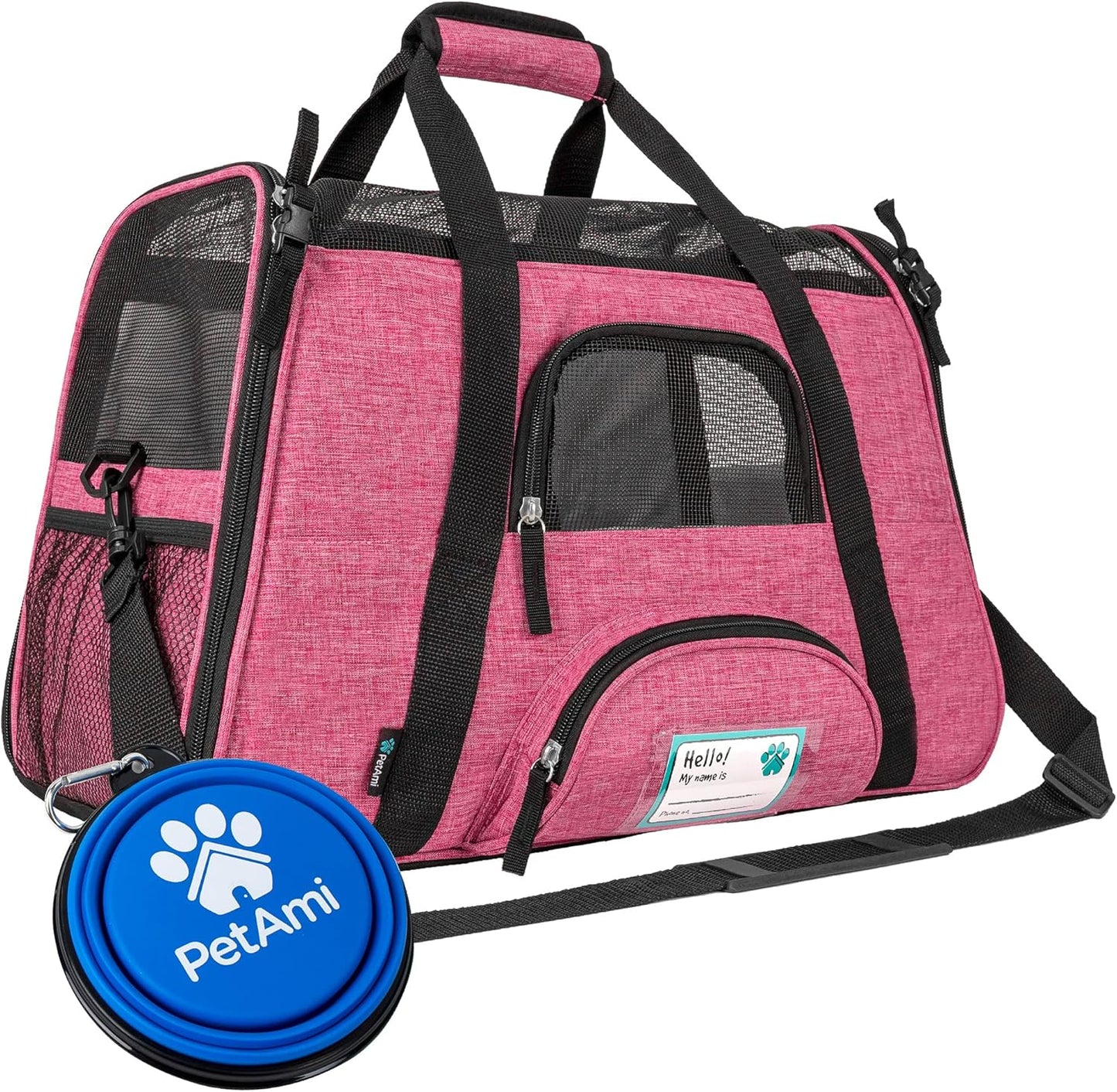 Airline Approved Pet Carrier for Cats & Small Dogs, Soft Sided TSA Travel Carrier Bag with Sherpa Bed, Breathable Mesh Ventilation, Collapsible Bowl, Up to 18 lbs, Small Heather Taupe
