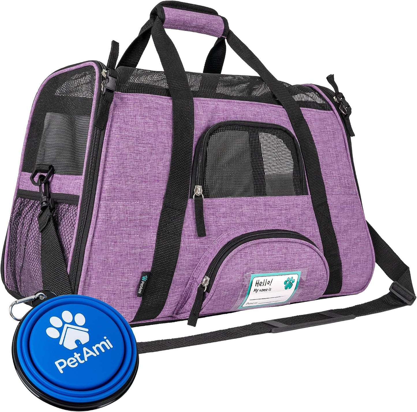 Airline Approved Pet Carrier for Cats & Small Dogs, Soft Sided TSA Travel Carrier Bag with Sherpa Bed, Breathable Mesh Ventilation, Collapsible Bowl, Up to 18 lbs, Small Heather Taupe