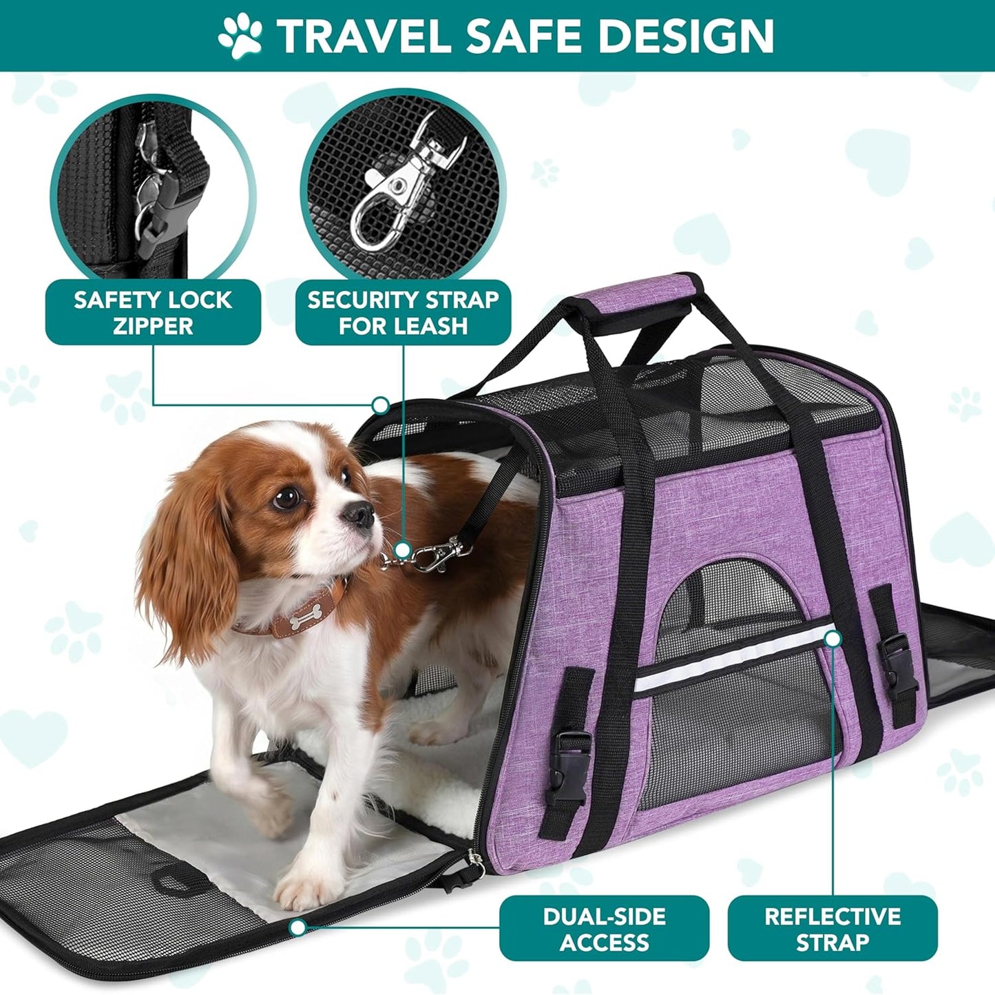 Airline Approved Pet Carrier for Cats & Small Dogs, Soft Sided TSA Travel Carrier Bag with Sherpa Bed, Breathable Mesh Ventilation, Collapsible Bowl, Up to 18 lbs, Small Heather Taupe